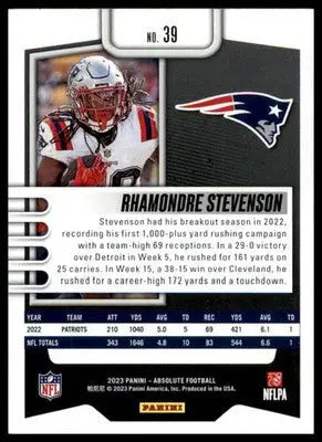 Rhamondre Stevenson 2023 Panini Absolute Retail #39 New England Patriots - Football Card Single