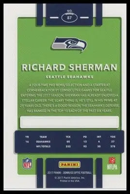 Richard Sherman 2017 Donruss Optic #87 Seattle Seahawks