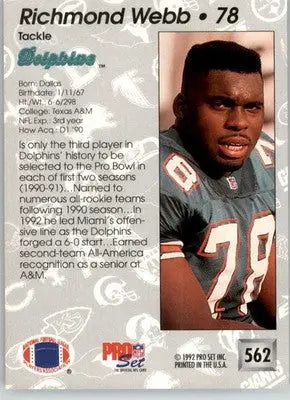 Richmond Webb - 1992 Pro Set - #562 - Football - Football Card Single