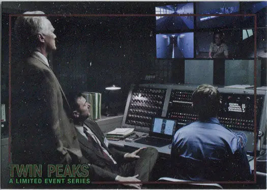 Control room with operators monitoring surveillance, featured on Rittenhouse 2019 trading cards