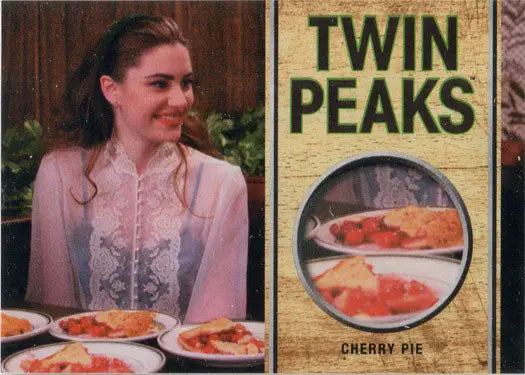 Woman at diner and Twin Peaks Cherry Pie poster for Rittenhouse trading card