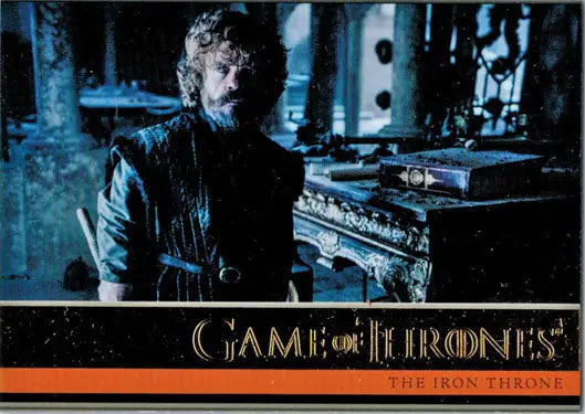 Bearded man in dark clothing in ornate interior featured in Thrones Season Gold Parallel trading cards