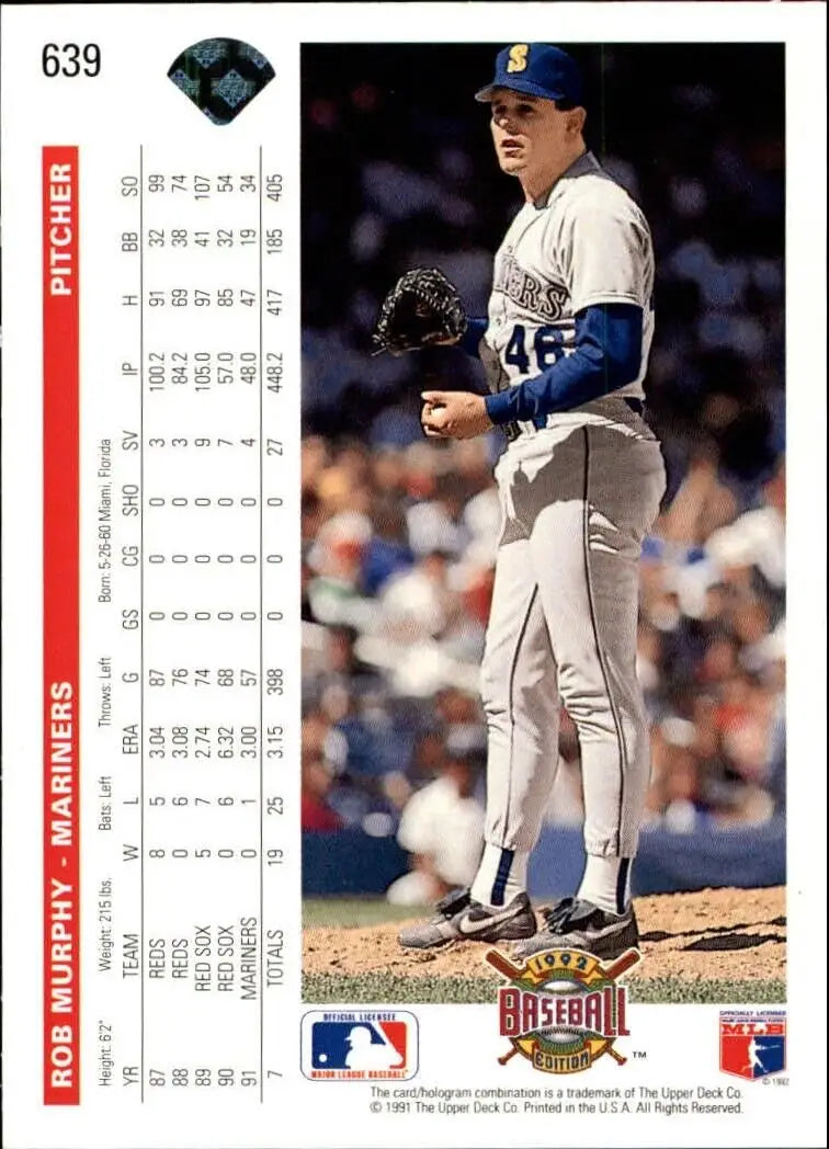 Rob Murphy 1992 Upper Deck MLB #639 Baseball Card Seattle Mariners - Baseball Card Single