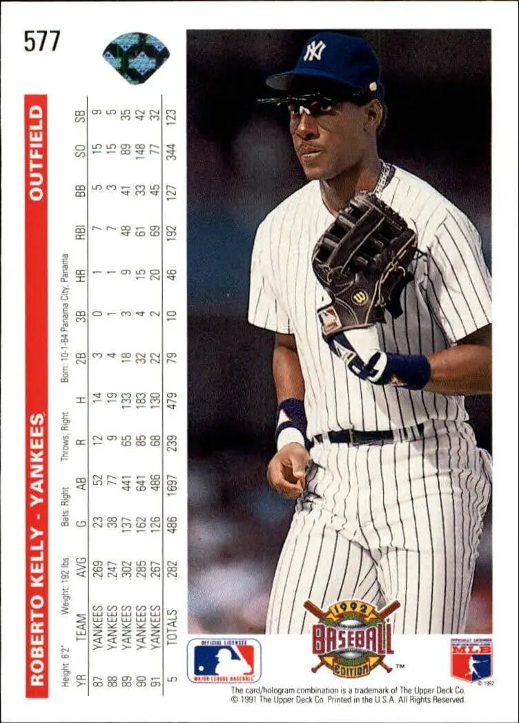 Roberto Kelly 1992 Upper Deck MLB #577 Baseball Card New York Yankees - Baseball Card Single