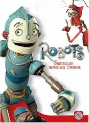 Smiling blue robot character with a wrench from San Diego Comic Con promo card