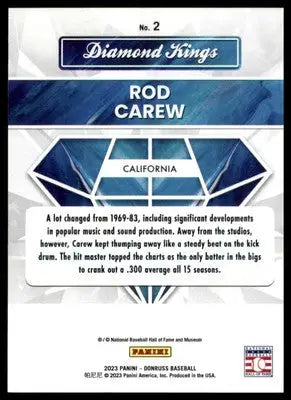 Rod Carew 2023 Donruss Diamond Kings #2 California Angels - Baseball Card Single