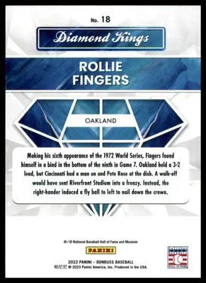 Rollie Fingers 2023 Donruss Diamond Kings #18 Oakland Athletics - Baseball Card Single