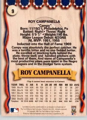 Roy Campanella - 1993 Ted Williams - #9 - Baseball - Baseball Card Single