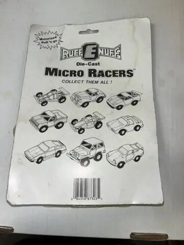 Ruff E Nuff Micro Racers packaging of Die-Cast Motorized Pull n’ Go E Toys 1988 MOC