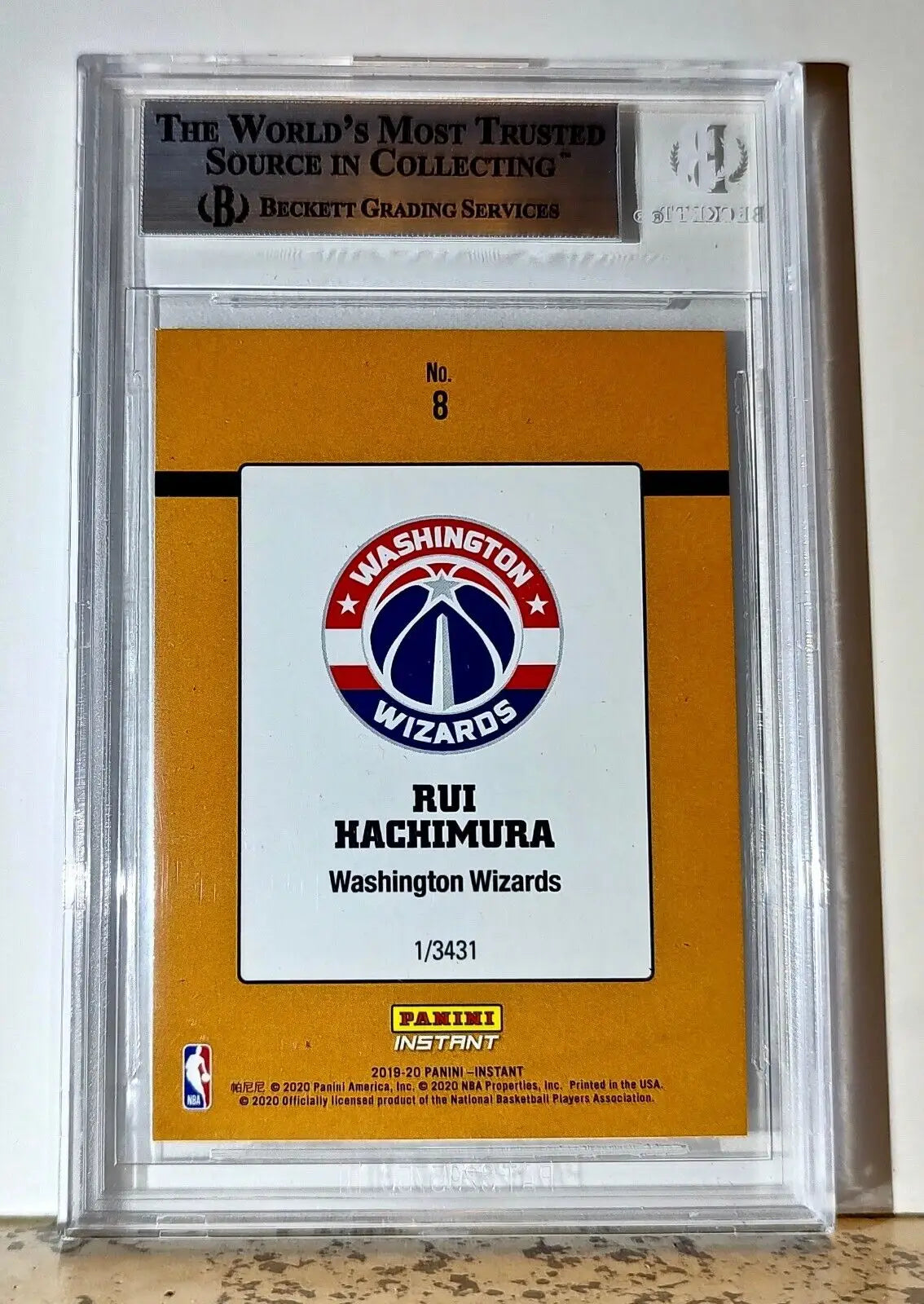 Rui Hachimura 2019-20 Panini NBA #8 1989 Rated Rookies 1/3431 BGS 9 Wizards - Basketball Card Single
