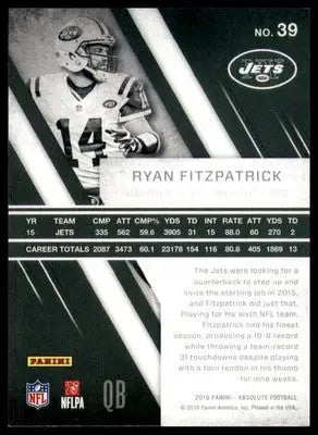 Ryan Fitzpatrick 2016 Panini Absolute #39 New York Jets