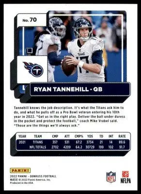 Ryan Tannehill 2022 Donruss #70 Tennessee Titans - Football Card Single