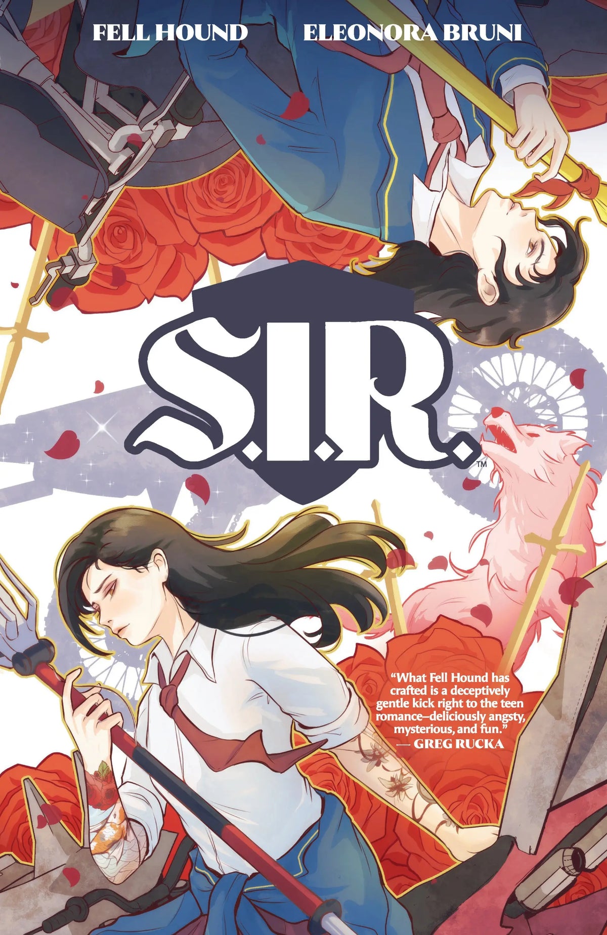 Comic book cover featuring S.I.R. graphic with motorcycle jousting and Avery Sakai art
