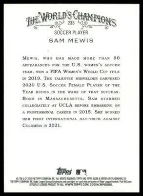 Sam Mewis 2022 Topps Allen & Ginter #233 - Baseball Card Single