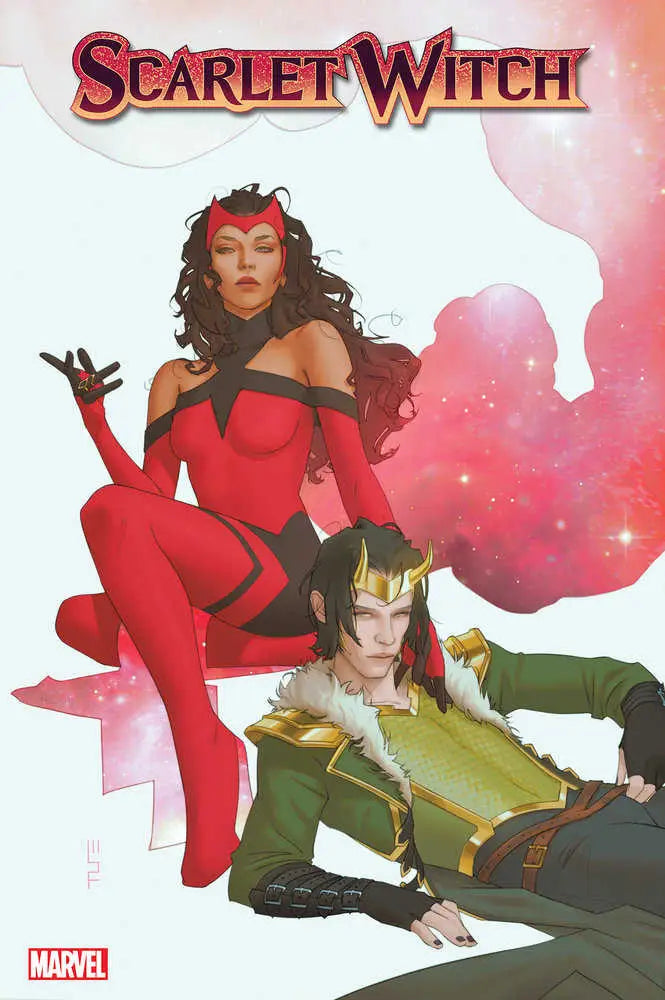 Scarlet Witch and Loki on trading card cover of Scarlet Witch 8 W. Scott Forbes Variant
