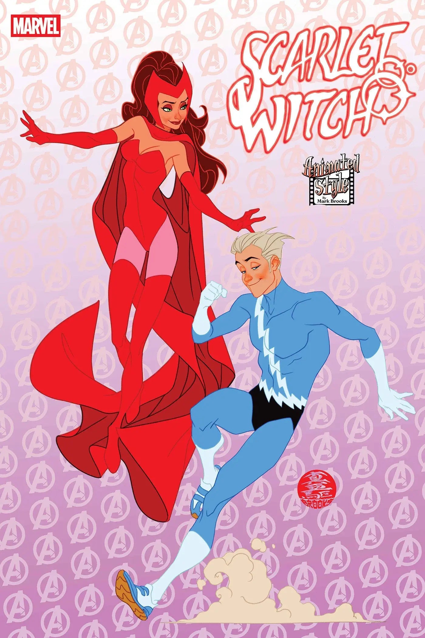 Scarlet Witch comic book cover featuring Mark Brooks Animated-Style Variant artwork