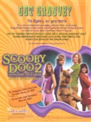 Scooby Doo 2 Monsters Unleashed movie poster on Scooby Doo movie trading card sell sheet