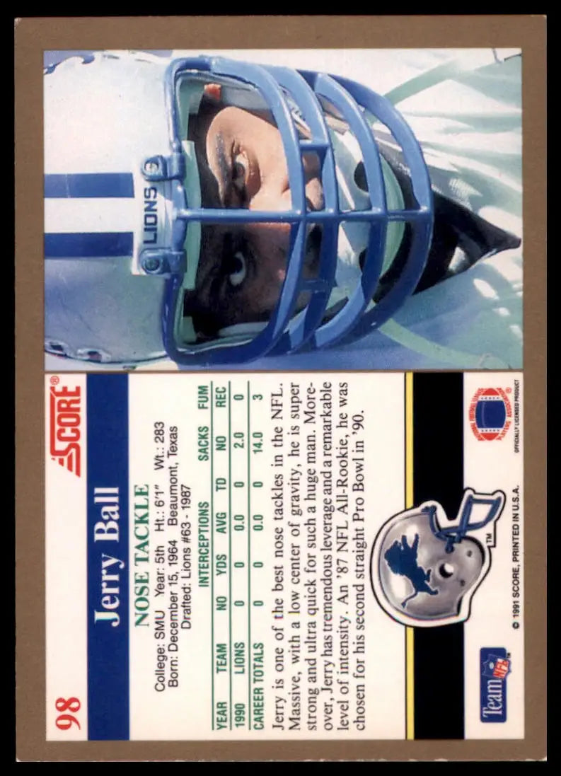 Score Jerry Ball 98 Detroit Lions LP - Football Card Single