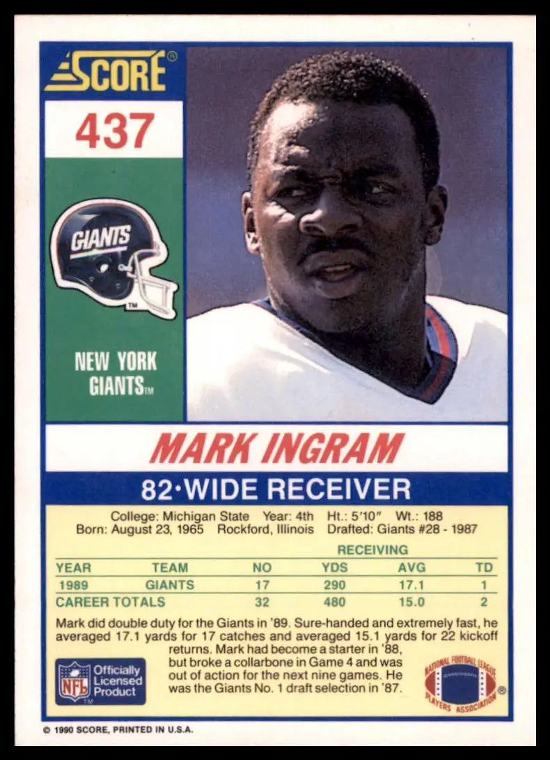 Score Mark Ingram 437 New York Giants LP - Football Card Single