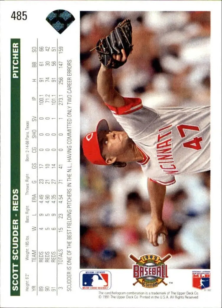 Scott Scudder 1992 Upper Deck MLB #485 Baseball Card Cincinnati Reds - Baseball Card Single