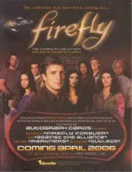 DVD cover of Firefly’s main cast on Serenity Firefly trading card sell sheet