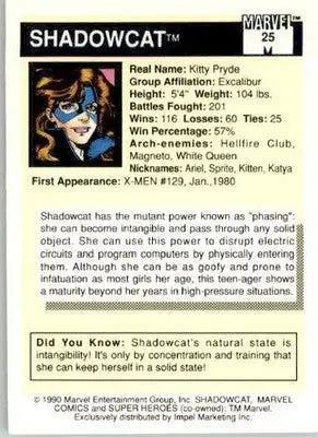 Shadowcat - 1990 Impel Marvel Universe - #25 - Non_sport - Non-Sports Card Single