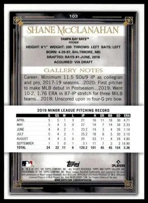 Shane McClanahan Rookie 2021 Topps Gallery #103 Tampa Bay Rays - Baseball Card Single