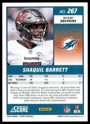 Shaquil Barrett 2024 Score #267 Miami Dolphins