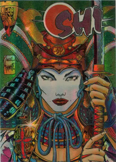 Stylized graffiti portrait of a woman for Shi Comic MagnaChrome Cover Chase Card