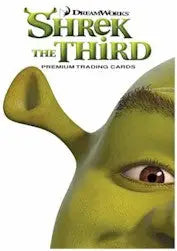 Green ogre face from Shrek the Third on San Diego Comic Con promo card