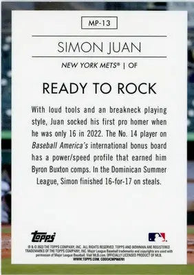 Simon Juan 2023 Bowman Modern Prospects #MP-13 New York Mets - Baseball Card Single