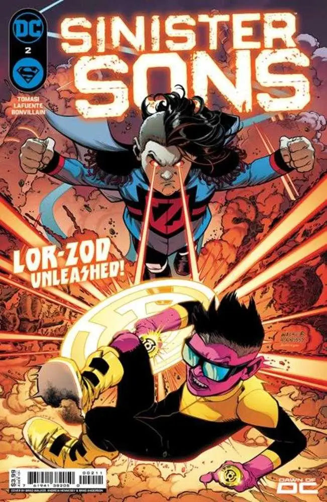 Comic book cover for Sinister Sons #2 with dynamic superhero action artwork