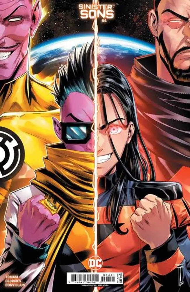Comic book cover of Sinister Sons #4 with Yellow and Red Lantern characters