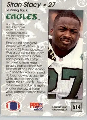 Siran Stacy - 1992 Pro Set - #614 - Football