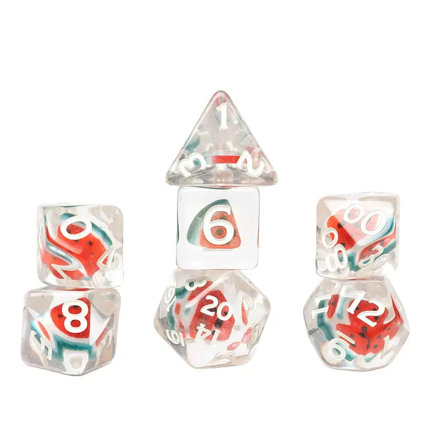 Sirius Dice Polyhedral 7-Die Set: Fruit Slice - Watermelon - Collectibles
