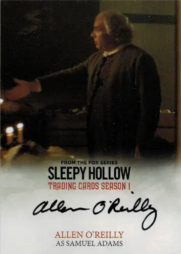 Autograph card featuring Samuel Adams from Sleepy Hollow trading cards collection