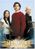 Promotional poster for Smallville Season 1 featuring young actors on trading card