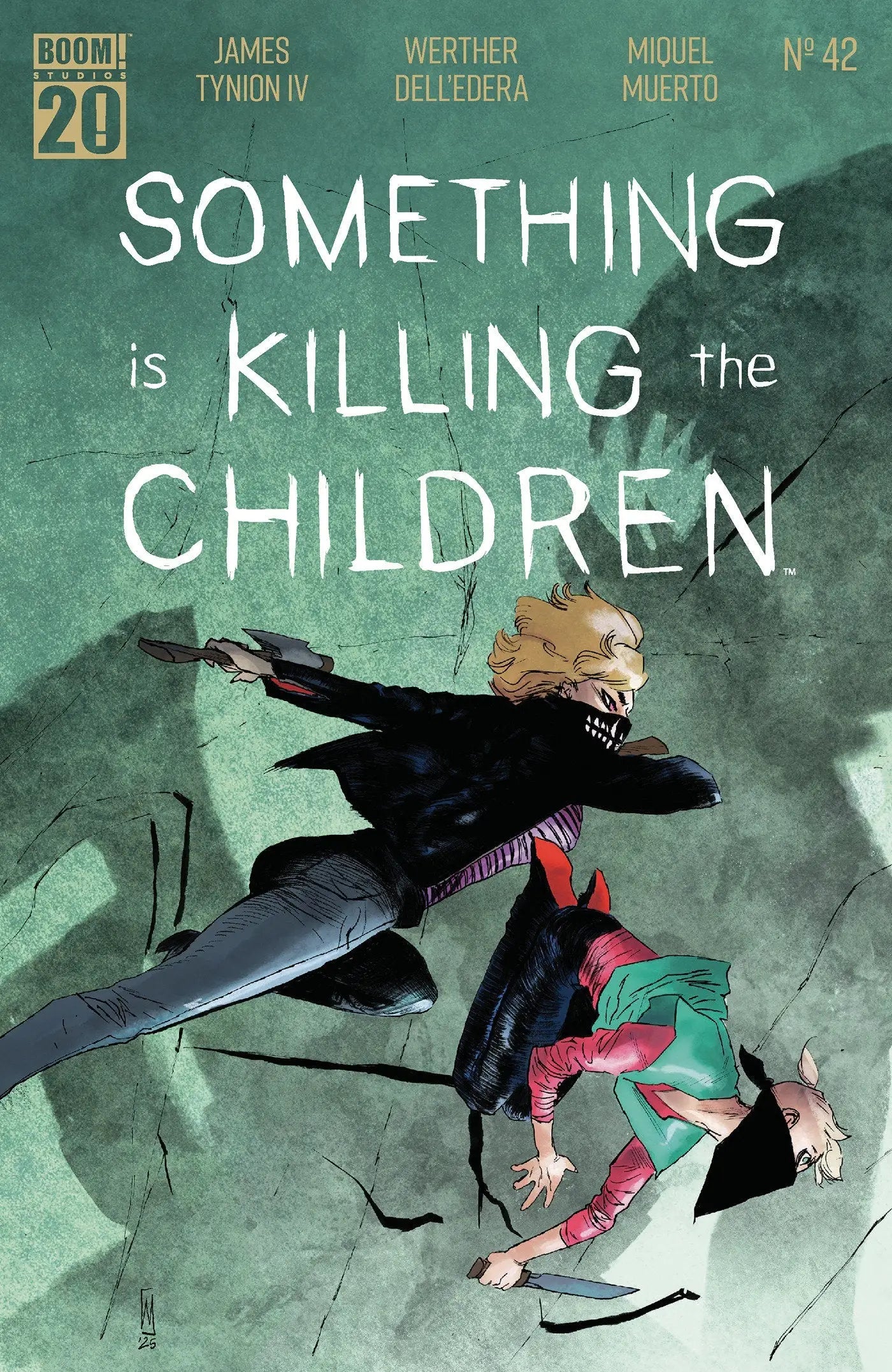 Comic book cover of Something Is Killing The Children #42 featuring Main Dressed Delledera
