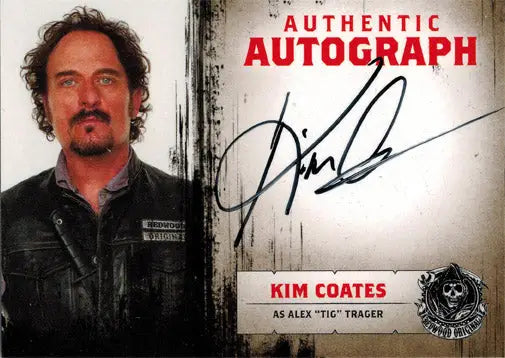 Autographed trading card of Kim Coates as Alex Tig Trager in Sons of Anarchy Seasons 1 to 3