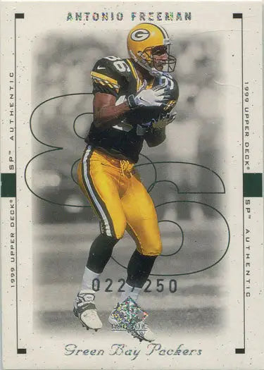 Football player in Green Bay Packers uniform on SP Authentic Excitement Base Parallel Card