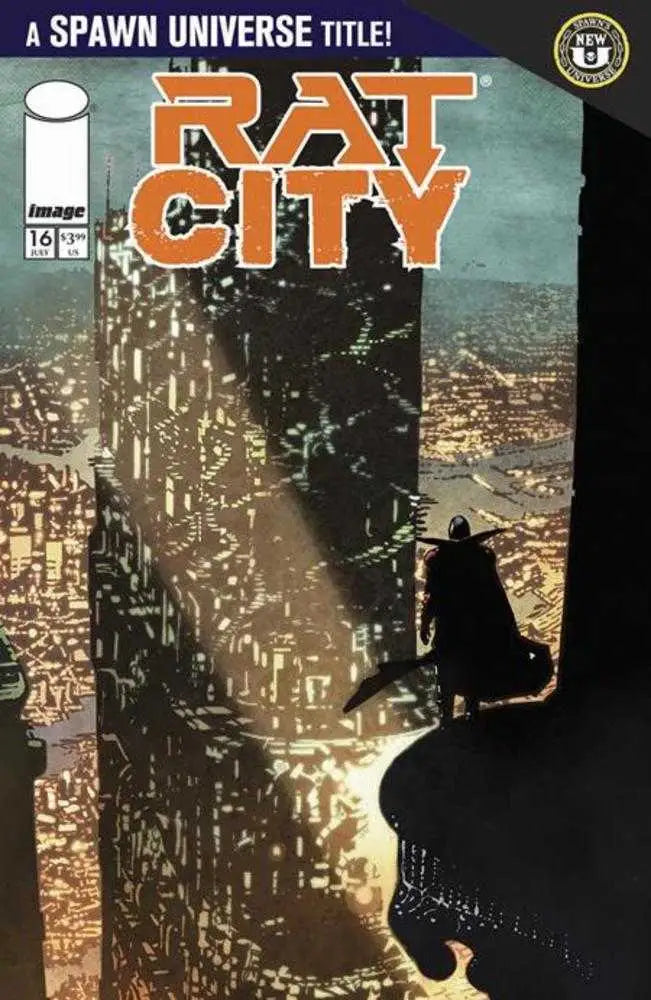 Spawn Rat City #16 Cover B Mirko Colak Variant comic book with dark urban landscape and cloaked figure