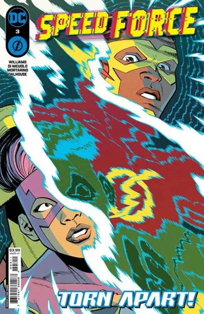 Comic book cover for Speed Force #3 featuring dynamic lightning artwork and TORN APART text