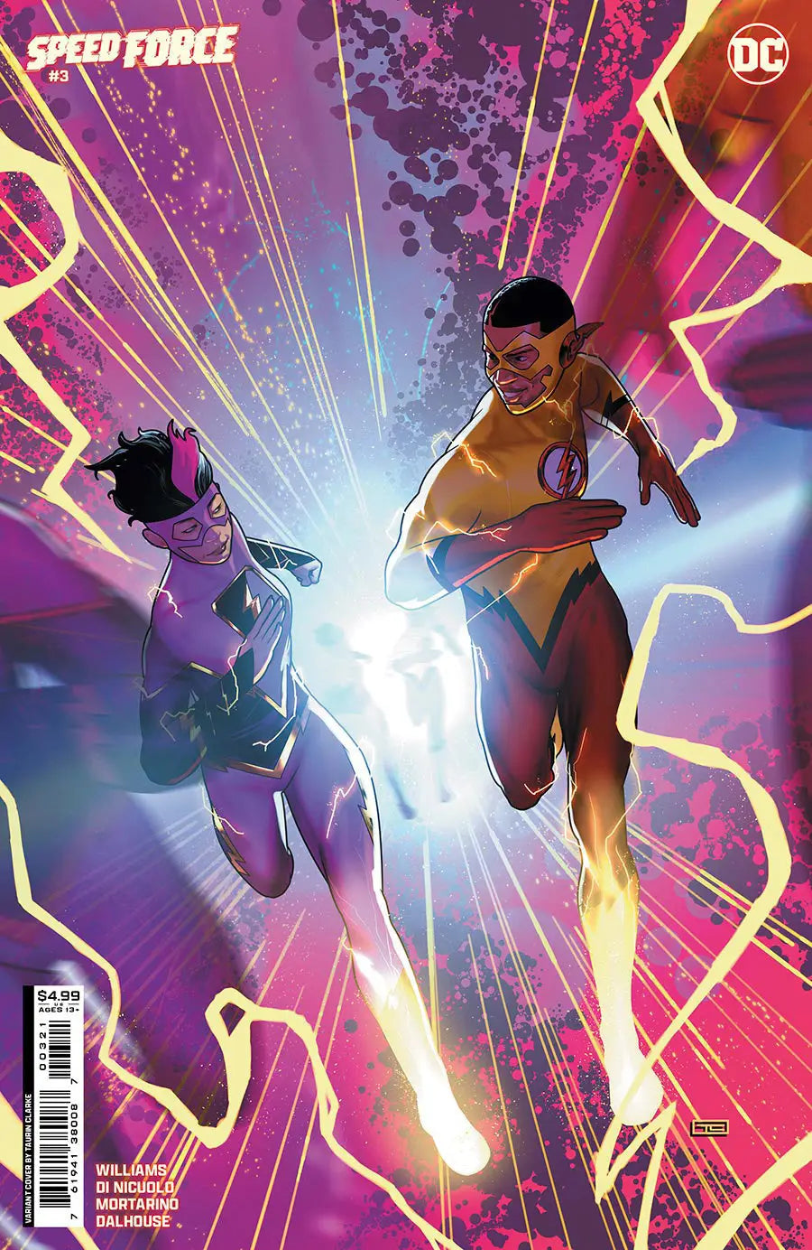 Speed Force #3 cover featuring superheroes with vibrant energy effects and dynamic poses