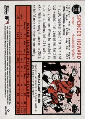 Spencer Howard Rookie 2021 Topps Archives #56 Philadelphia Phillies - Baseball Card Single