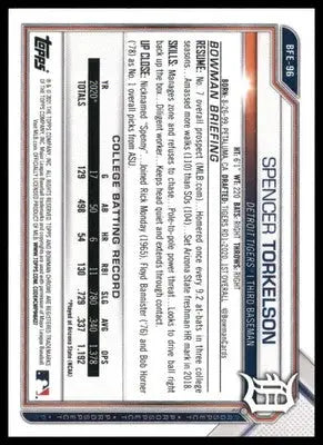 Spencer Torkelson 2021 Bowman 1st Edition #BFE-96 Detroit Tigers - Baseball Card Single
