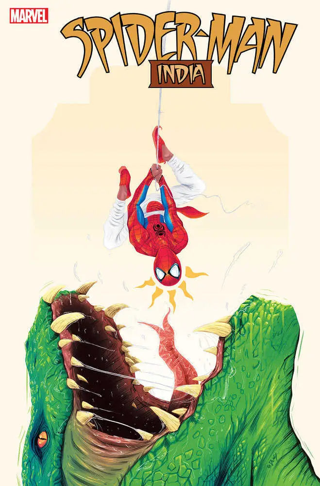 Spider-Man India 2 Doaly Variant comic cover with Spider-Man and a monster mouth, ideal for trading cards