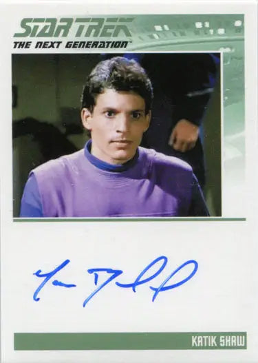 Star Trek TNG Portfolio Prints S1 Autograph Card Marc Buckland as Katik Shaw - Entertainment Memorabilia