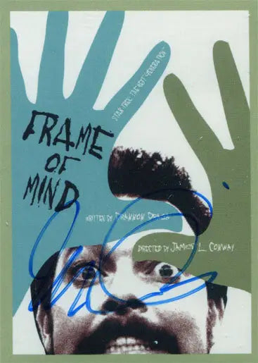 Movie poster for Frame of Mind with stylized hand shapes and partial face, Juan Ortiz Autograph