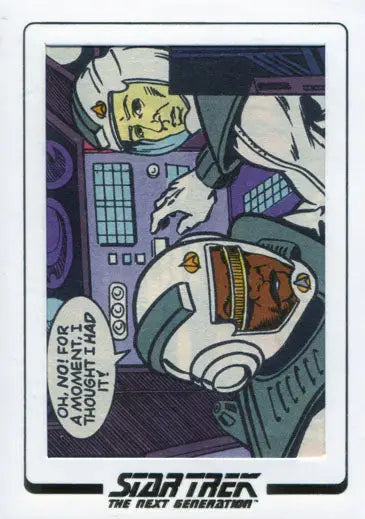 Cartoon astronaut at control panel from Star Trek TNG Comic Cut Archives AC41 Chase 46/116