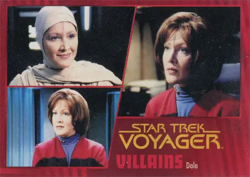 Trading card featuring Villains: Dala from Star Trek Voyager in gold parallel design